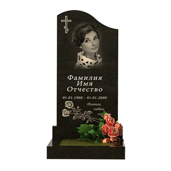 Памятник одинарный из черного гранита ТА004