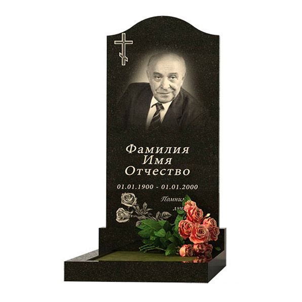 Памятник одинарный из черного гранита ТА006